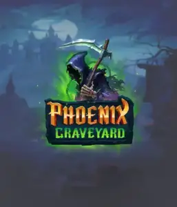 ELK Studios' Phoenix Graveyard game screen, showcasing the mystical graveyard and the legendary phoenix rising from the ashes. This image captures the slot's innovative expanding reels, coupled with its beautifully crafted symbols and dark theme. It vividly depicts the game's theme of rebirth and immortality, making it enticing for those interested in legends.